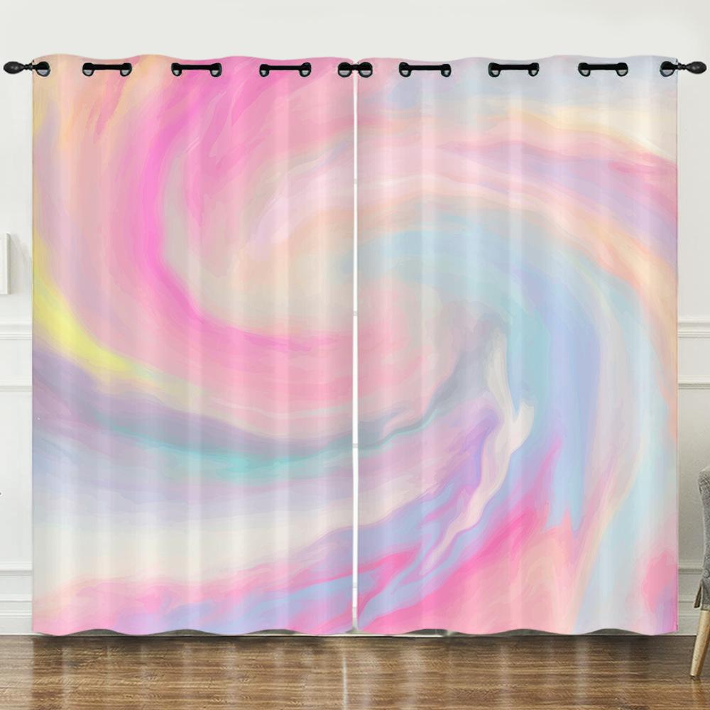 Curtain Color Highlight 3D Digital Printing Blackout Curtain Punching