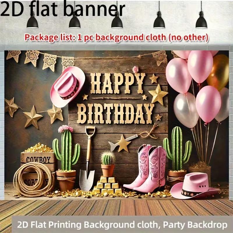 

2D Wild West Birthday Backdrop, Girl s Rodeo Party Background Cloth 47.2x31.5inch/120*80cm