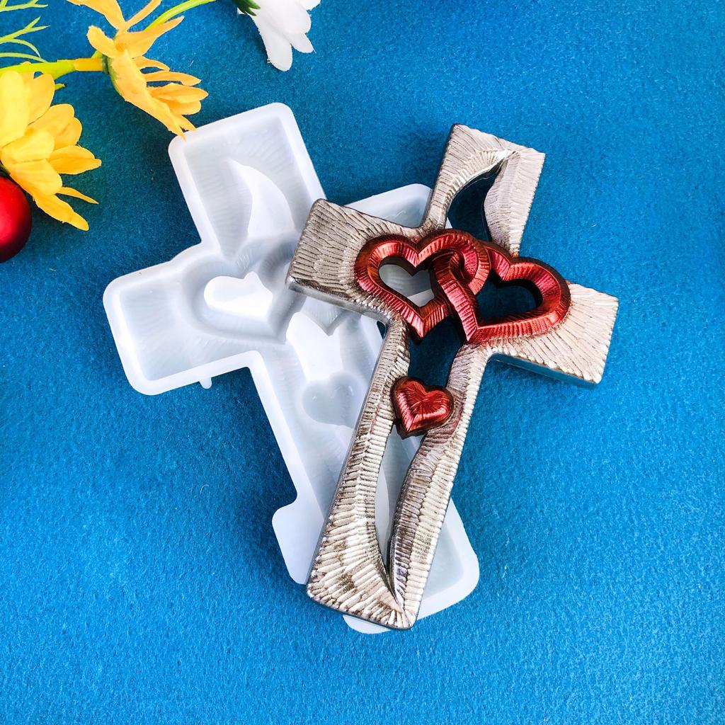 Unikátní Silikonová forma Love Heart Crosses Multifunkční silikonová forma pro výrobu šperků a řemesel z pryskyřice s tématikou lásky
