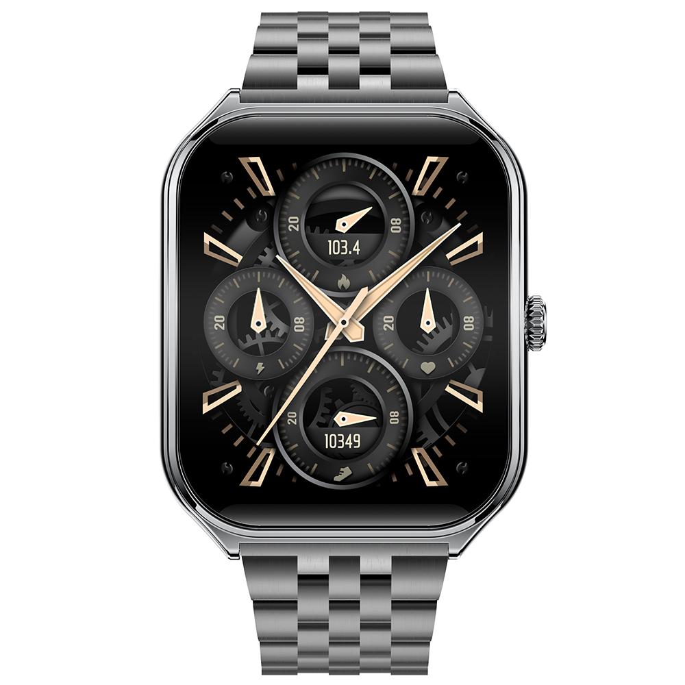 

MT61 Ultra Thin Smart Watch 1.96 Inch AMOLED Curved Screen Bluetooth-Compatible Calling Health Monitor,Steel Strap Black
