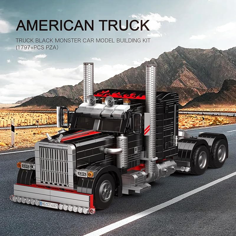 Mold King 10037 Technik technology americký nákladní vůz černé modelové stavebnice sada, kreativní věda a technika nákladní vůz stavebnice sada auto