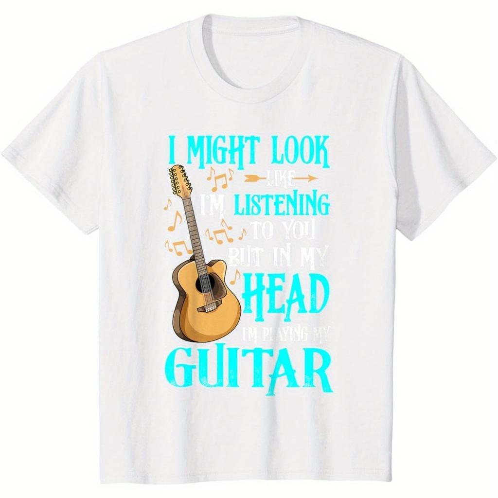 Funny Guitar Tshirt I Might Look Like Im Listening To You Graphic Tee For Men