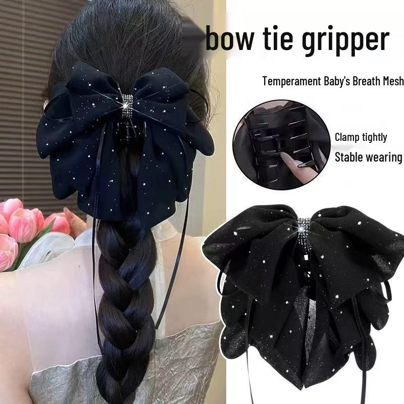 Koreanische florale Schleifen-Klauen-Haarspange für Frauen - Süßer Stil, Halboffene Hochsteckfrisur, Ponytail-Accessoire