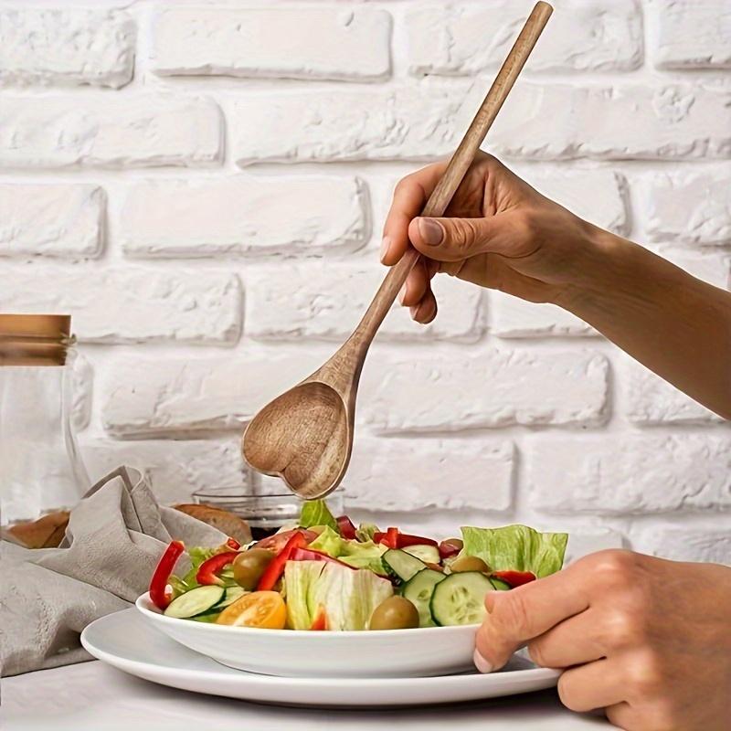 Acacia Wooden Heart Shaped Serving Spoon Set,Honey Stir Ladle Small Cooking Utensil for Coffee Mixing,Ideal Kitchen Accessory