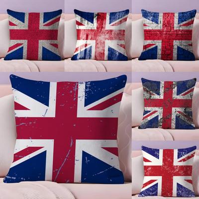 Κάλυμμα Μαξιλαριού Σημαία Union Jack Βελούδινο Ύφασμα Μαλακό Διπλής Όψης Τυπωμένο Ζεστό Χειμώνα Δώρο Σπιτιού Κάλυμμα Μαξιλαριού