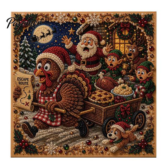 Holiday Home Decor Activities Christmas Faux Pearl Art Kit, DIY Rhinestone Painting 8" x 8", Cartoon Creative Stocking Stuffers for Adults Snowman