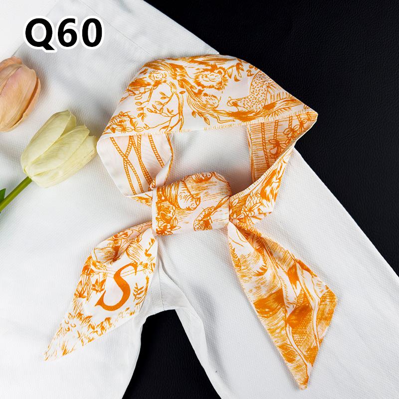 New Long Versatile Silk Scarf Tied Hair Band Bow Letter Floral Streamer Tied Bag Gift Small Silk Scarf