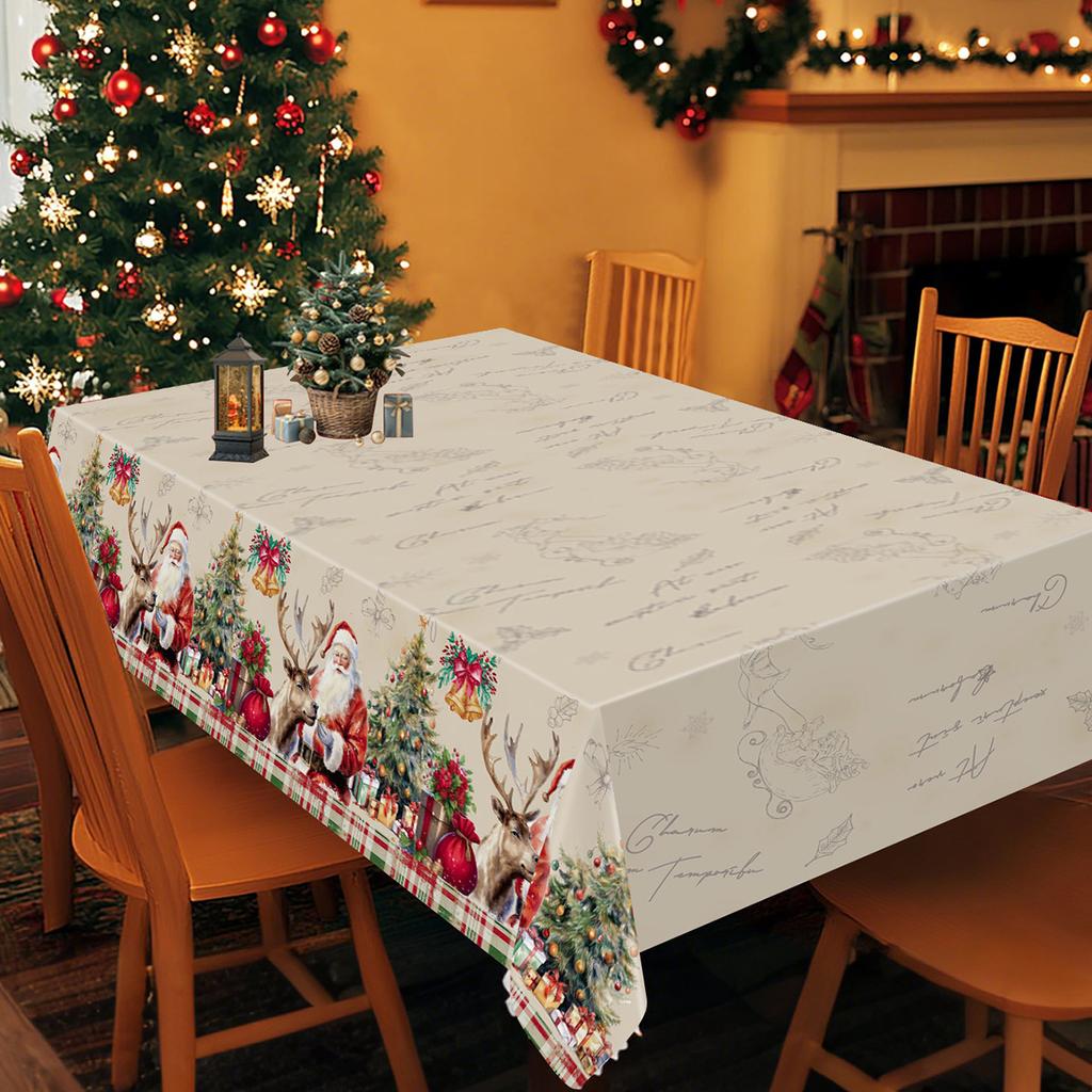 Christmas Santa Claus Tablecloth Merry Christmas Decoration for Home 2025 Dining Table Cover Xmas Ornament Navidad New Year 2026