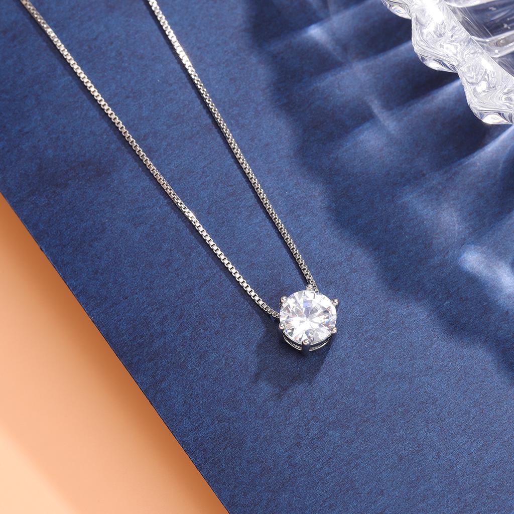 New Simple Single Crystal Clavicle Chain 925 Sterling Silver Pendant Necklaces   XL025