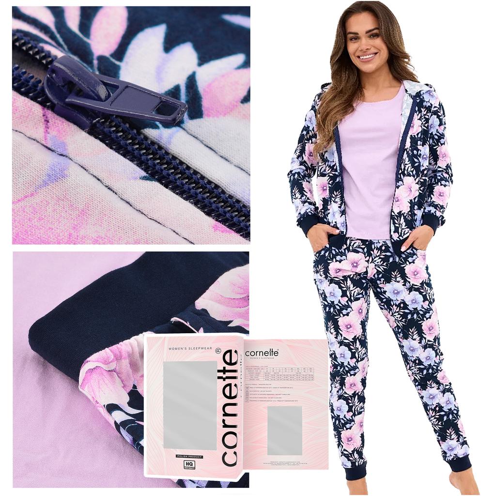Cornette Women's Pajamas Tracksuit Set Long Sleeve Hoodie 3-Pack