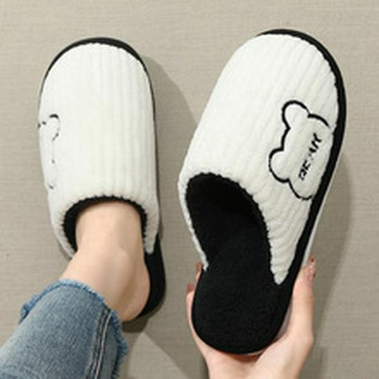 Cartoon Cotton Non-Slip Slippers for Women, Cozy Winter Home Shoes, Durable Closed-Heel Warm Footwear for Autumn & Winter.