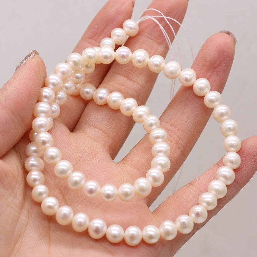 

1String, Subcircle Natural Freshwater Pearls, 7-8mm White Pearl Beads for Jewelry Making DIY Crafts, Birthday Wedding Gifts, 36cm 1String/7-8mm-36cm белый