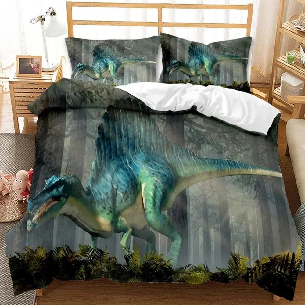 3D Dinosaur Bedding Sets J-Jurassic World Battle Duvet Cover Set Unique Dinosaur Quilt Cover Set For Kids Single Size Polyester