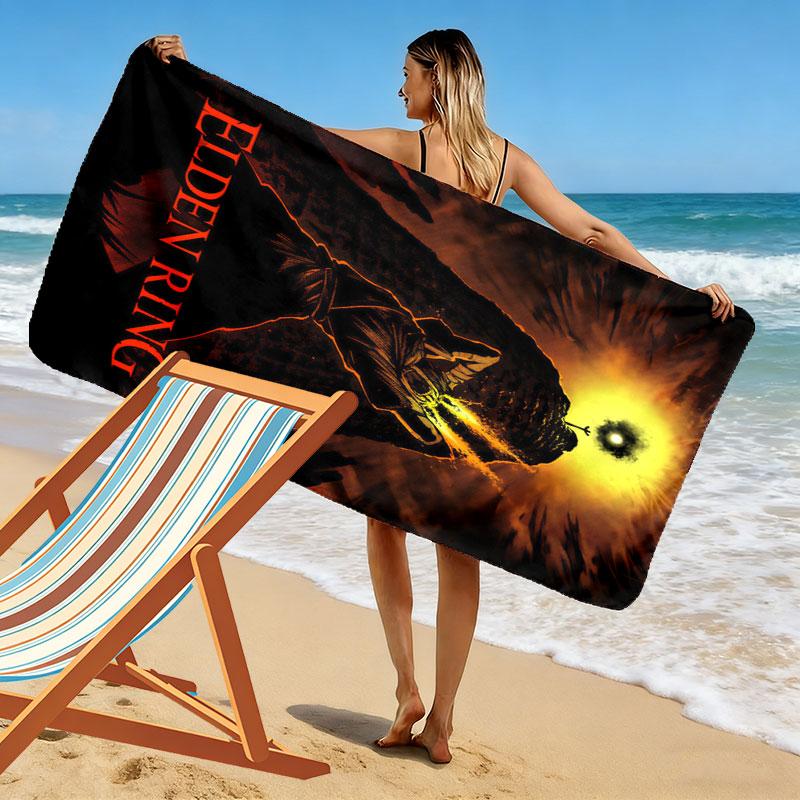 Elden Ring Woe Print Beach Towel, Large Soft Quick Dry Towel for Beach Camping Swimming