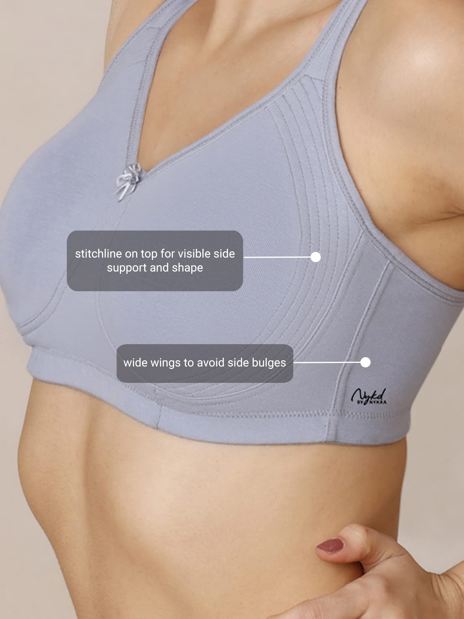 

NYKD by Nykaa Encircled with Love Cotton Shape & Support Non Padded Non Wired NYB169 M Blue (40D) 40D синий