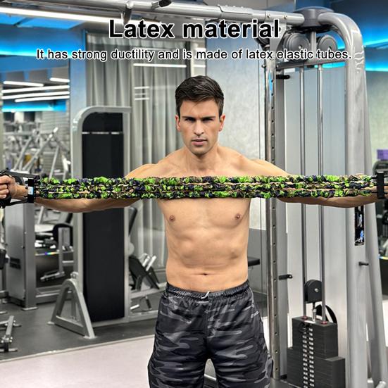 Adjustable Resistance Band with Detachable 3-Tube Chest Expander Shoulder Stretcher Men Training Full Body Stretching Band with Handle
