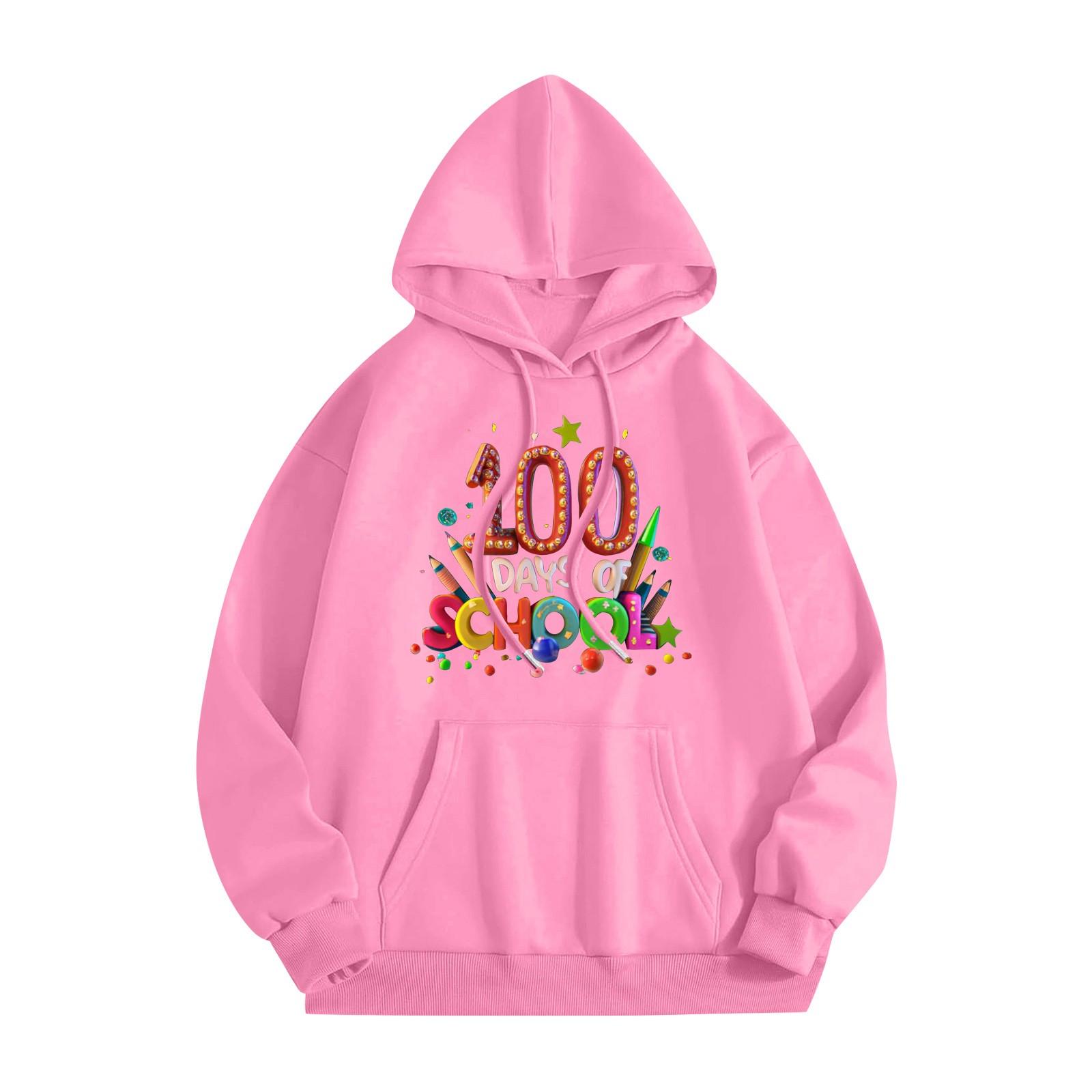 

Жіноча толстовка з круглим вирізом і довгим рукавом із квітковим принтом і капюшоном M рожевий