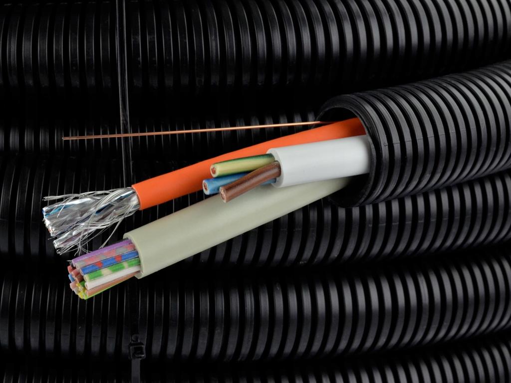 Corrugated conduit with pilot for cables 16mm 50m black