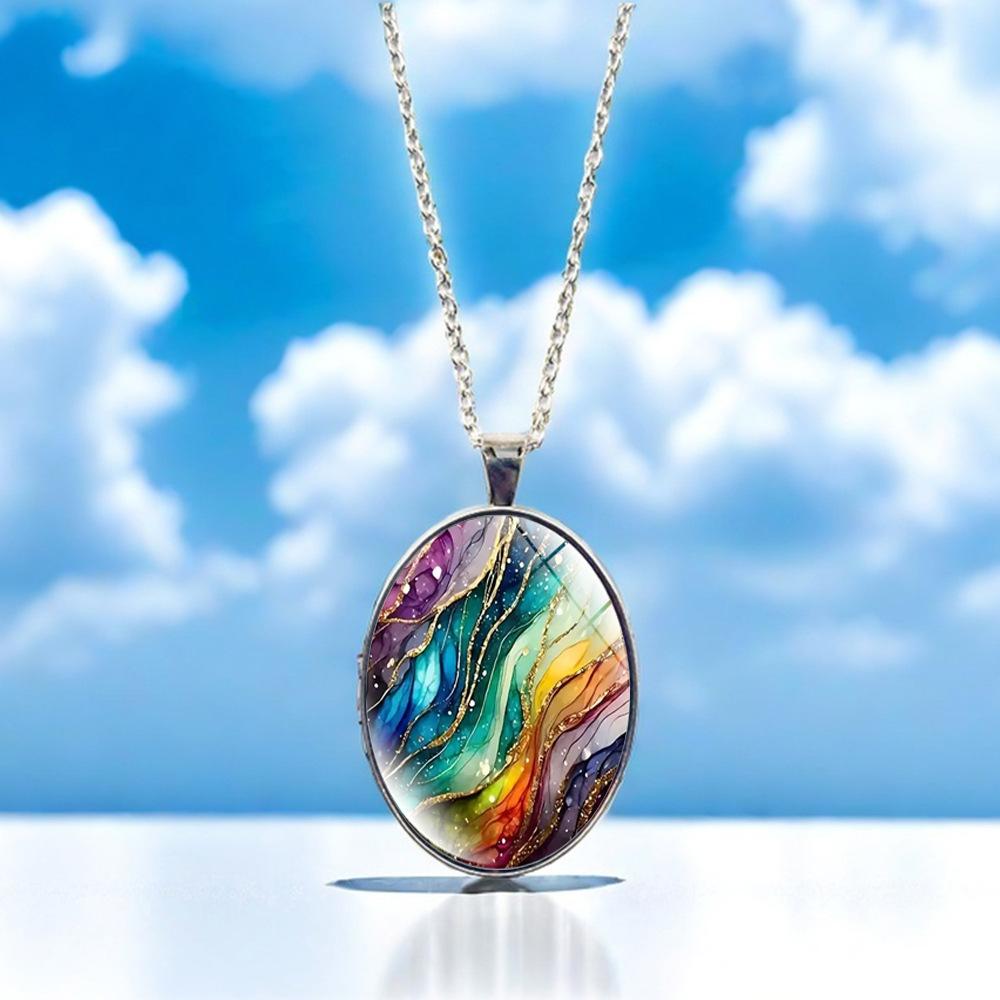 Fantasy Ripple Pattern Oval Women's Jewelry Fashion Pendant Necklace