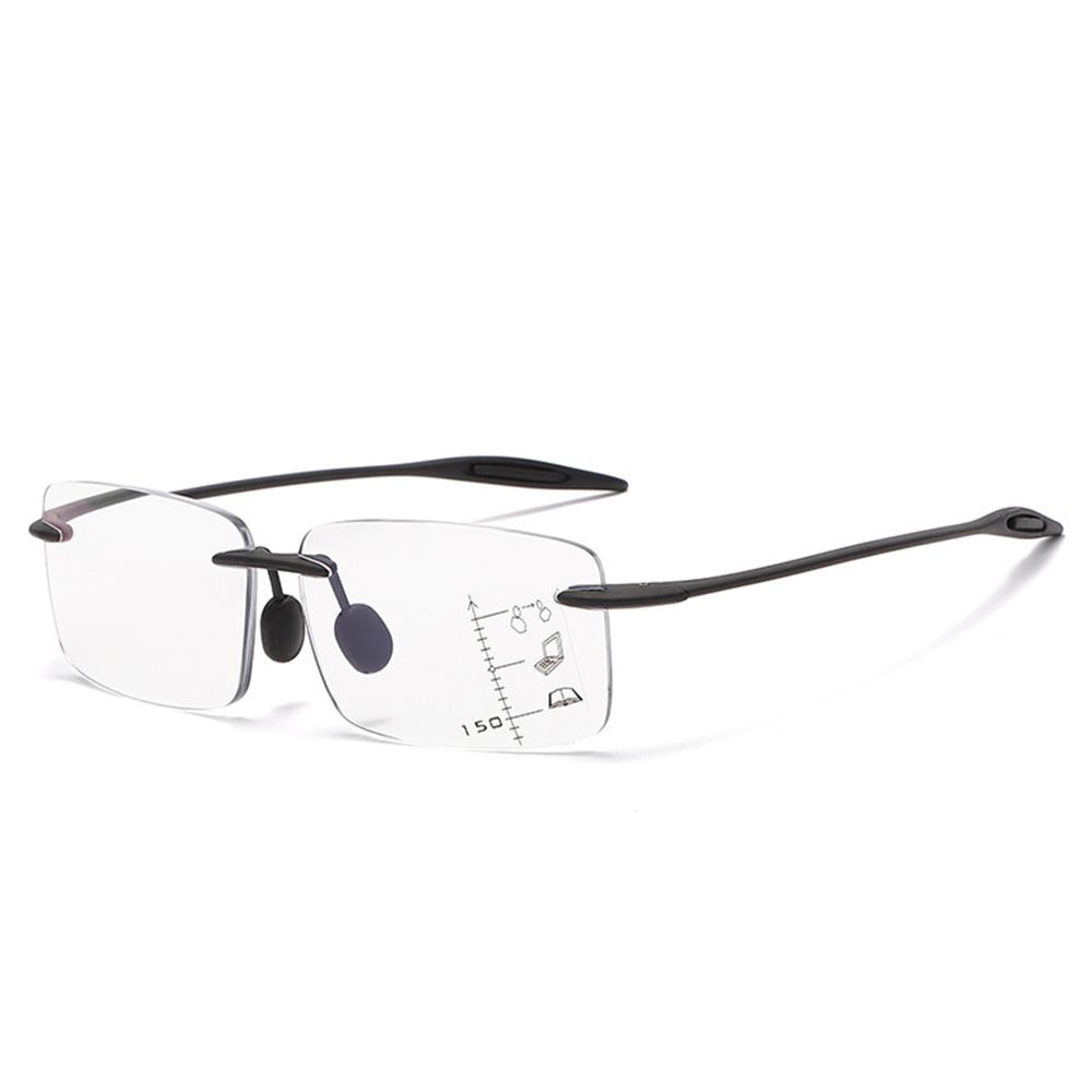 

TR90 Memory Rimless Rectangle Handcrafted Progressive Reading Glasses +0.75 To +4 See Near and Far +75 чёрный