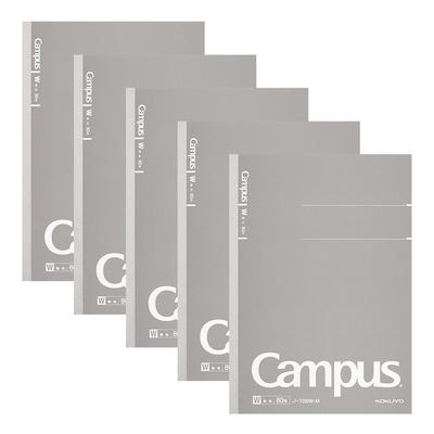 KOKUYO Campus Note Adult Campus Plain A5 80 Sheets 5 Pack No-108W-MX5SET Gray
