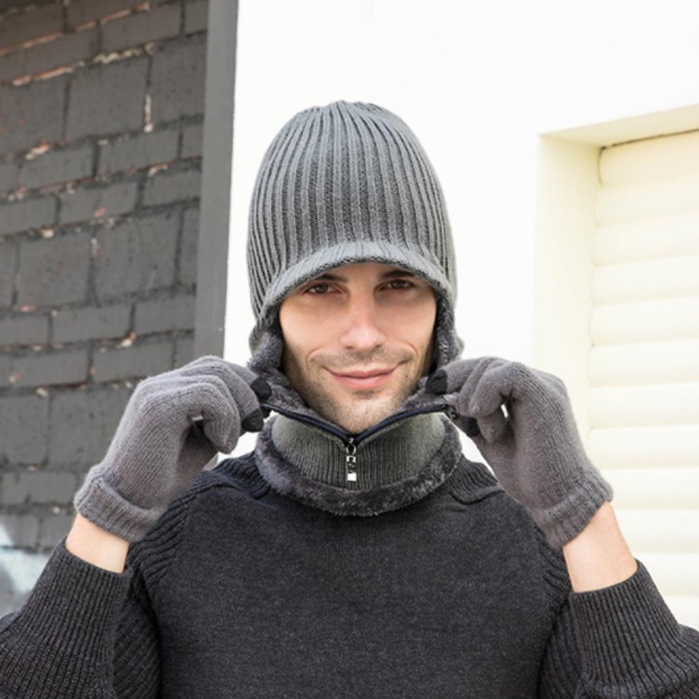 Winter Cold Weather Gear: Neck Warmer, Muffler, Fur Knit Brim Hat, Fleece Lining