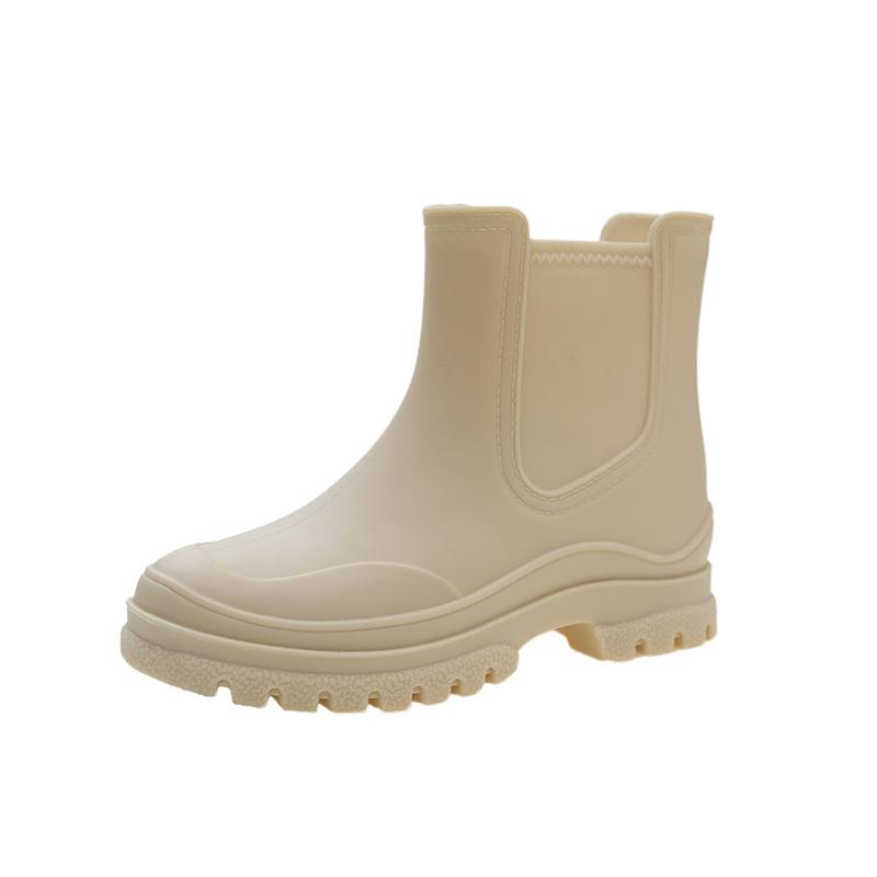 Fashion rain boots women's non-slip waterproof shoes simple short tube lightweight water boots rubber cover shoes thick sole outer wear rain shoes