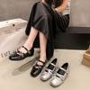Silver Single Shoes Women's Retro Mary Jane Shoes New Casual Bow Flat Ballet Shoes Women