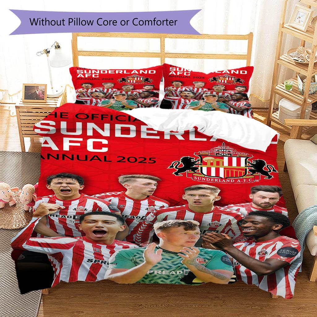 סט מצעים שמיכה עם לוגו SAFC כיסוי שמיכה ציפית לציפית קישוט לבית מתנת יום הולדת (1 * כיסוי שמיכה + 2 * ציפות, ללא ליבה)