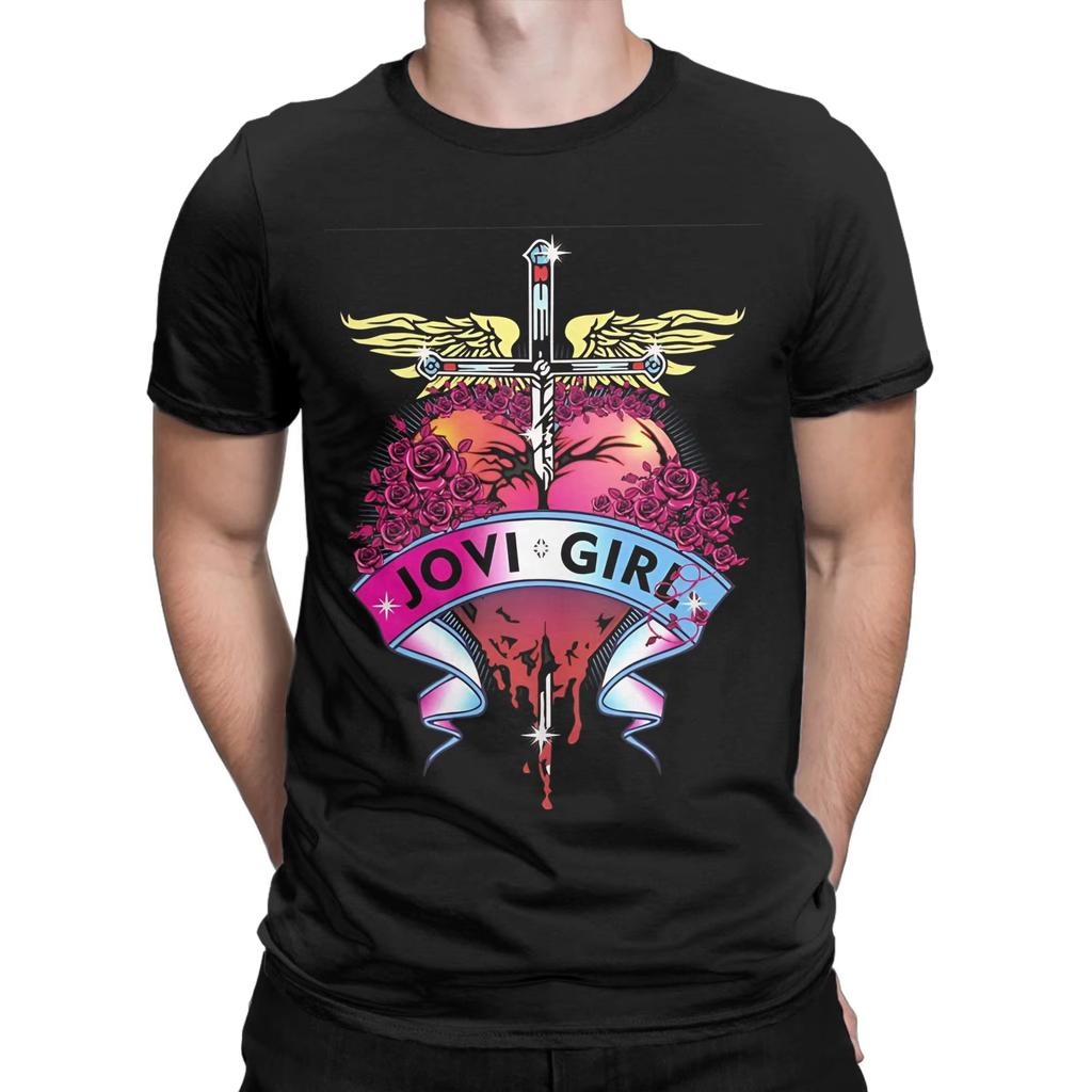 2026 Hard Rock Band Bon Jovi Classic Poster Print T-Shirt Women Men Cotton Solf Summer New Tee Streetwear Fashion Loose Oversized Top Short Sleeve