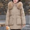 Real Fur Collar Middle Age Women Winter Down Jackets Vintage Parkas Hooded Elegant Thick Warm Down Coats Woman Outerwears