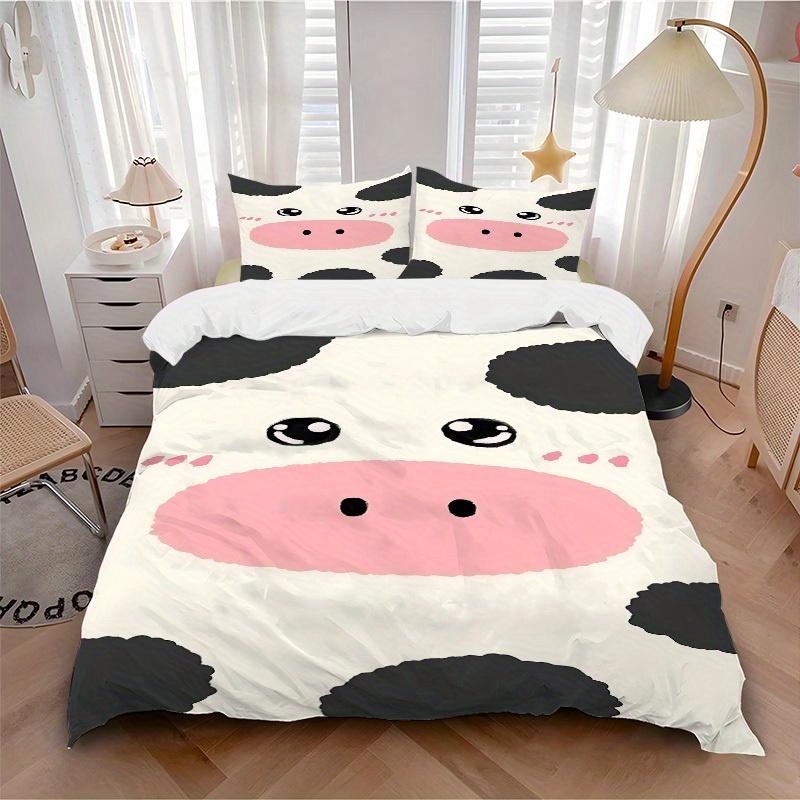 

3pcs Animal-themed Cow Print Soft and Comfortable Breathability, Bedding Set, Machine Washable, Suitable for All Seasons200 135x200cm