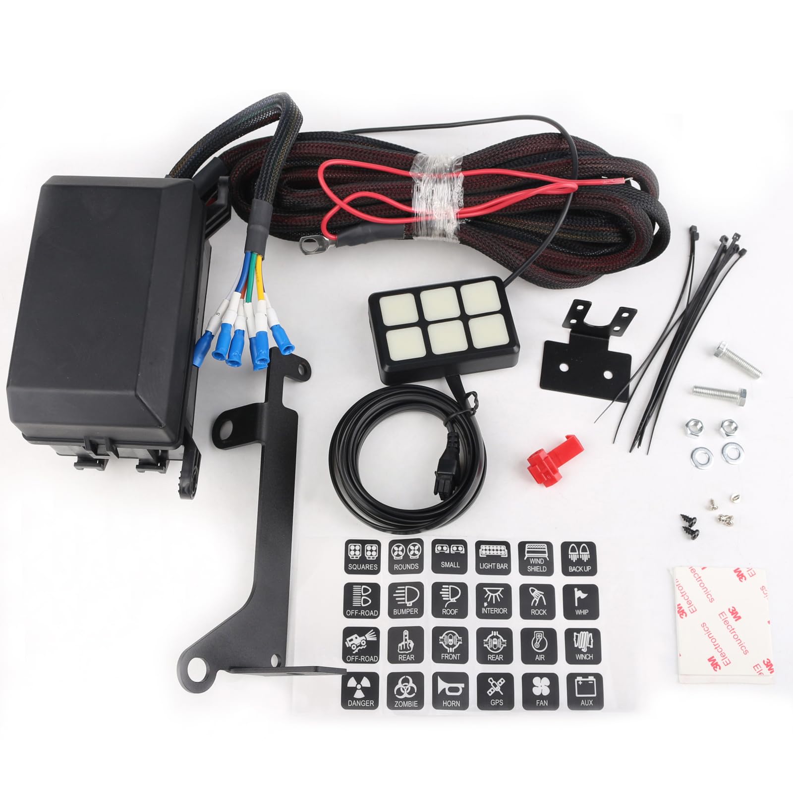 

HENGTUAOTO Переключатель 6-клавишный блок переключателей Система реле управления цепью с предохранительной проводкой Универсальная посадка для и внедорожников Панель, жгут проводов ВКЛ-ВЫКЛ, Автомобили, Грузовики,