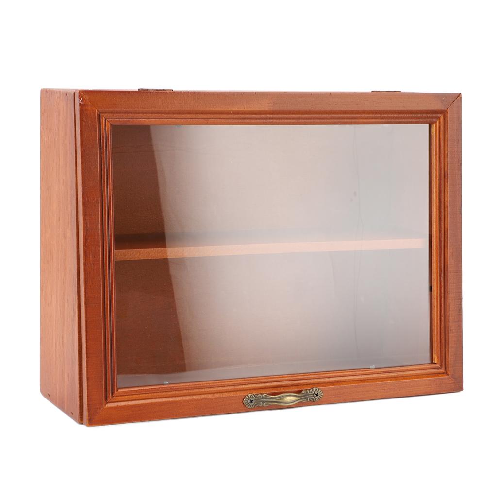 Wood Desktop Organizer Freestanding Wooden Display Shelves Desktop Display Cabinet for Mini Figures Cosmetics