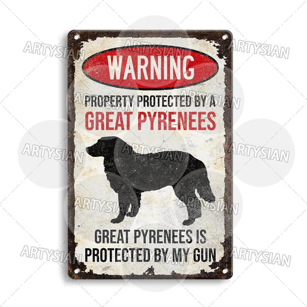 Beware Of Dog Warning Metal Sign German Shorthaired Pointer Aussie Dachshund Labrador Doxie Bulldog Dobermann Pyrenees Shiba Pug