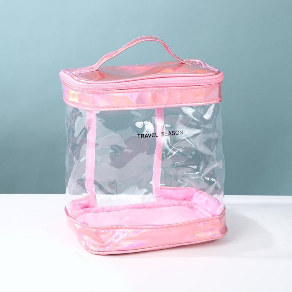 

Handheld Transparent Cosmetic Bag Waterproof Toiletry Storage Pouch Clear Makeup Bag Shopping розовый