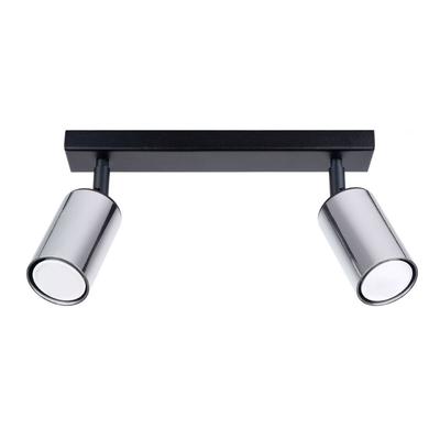 Spot de Teto Preto Alongado Duplo Cúpulas Cromadas 2Xgu10 10W Winx Sl.1367 Sollux Lighting
