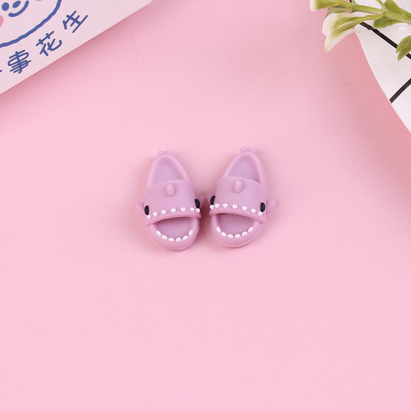 1 Pair 1:12 Dollhouse Miniature Cute Shark Slippers Doll Shoes Suit For Ob11 1/12 Bjd Doll Gsc Dod, Ymy Doll