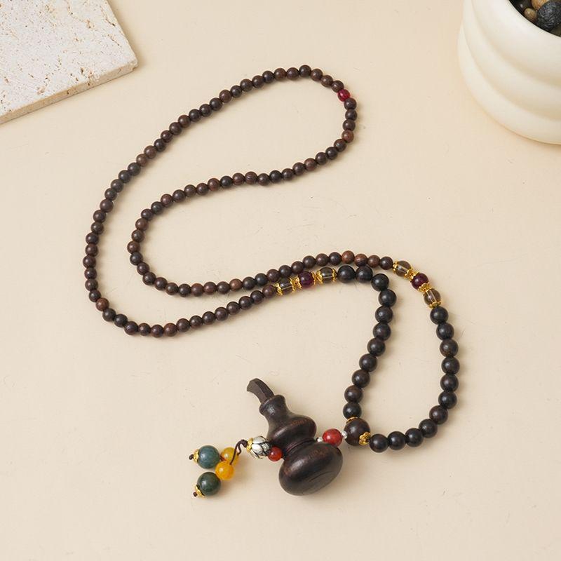 Ethnic Style Wood Necklace & Prayer Beads - Unisex Versatile Chicken Wing Wood Sweater Chain