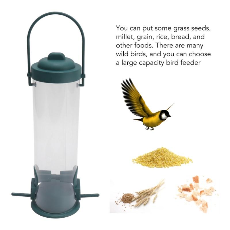 2 Set Bird Tube Feeder Plastic Transparent Hanging Finch Feeder Garden Decoration With 2 Vents 2 Ports
