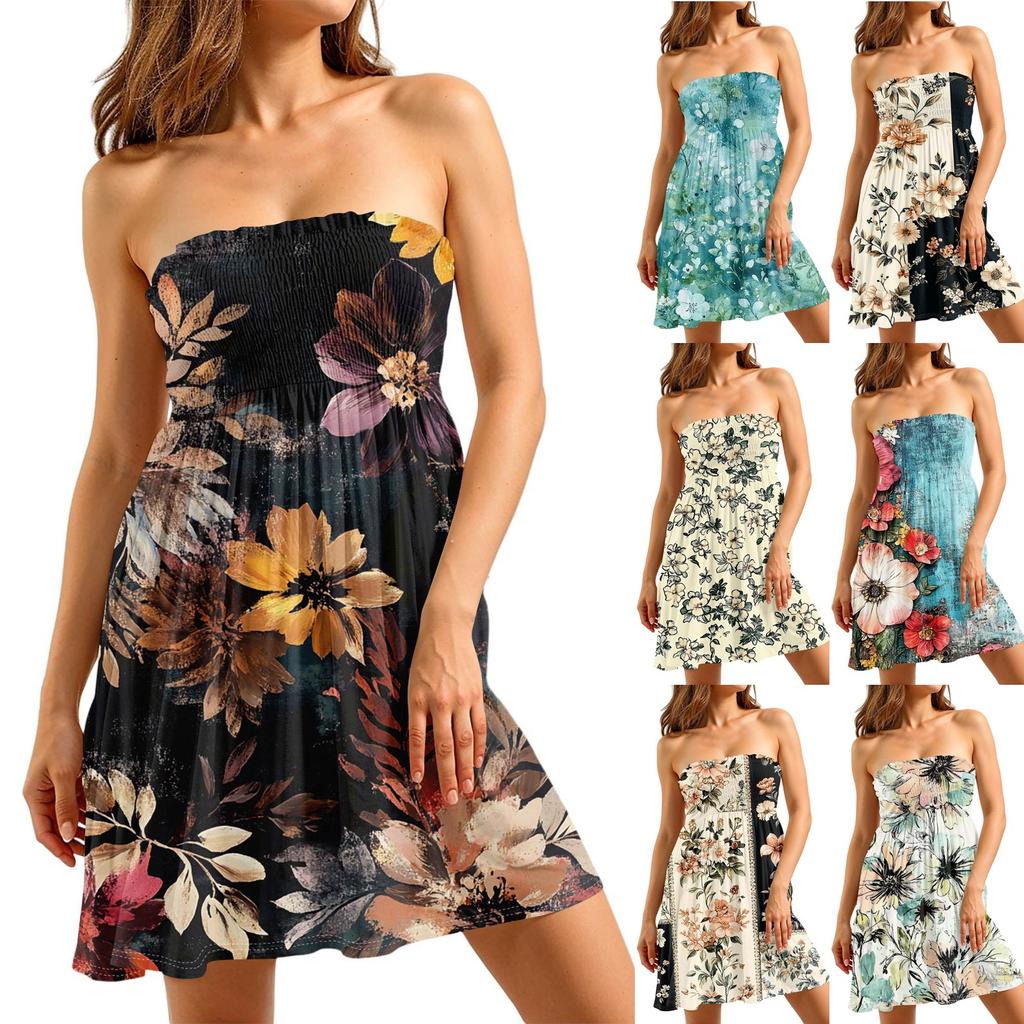 Modisches lässiges Damen-Tube-Top mit Blumendruck, ärmellos