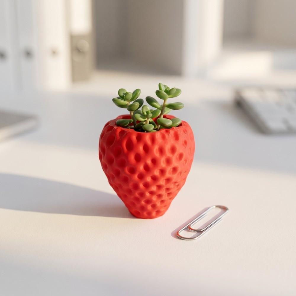 Sweet Strawberry Storage Box Ornaments Mini Plant Pot Cute Fruit Shaped Desktop Planter  Office