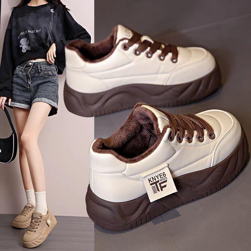 Youth trend soft sole comfortable board shoes spring new sports shoes student thick sole heightening leather surface casual shoes