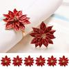 6pcs Christmas Flowers Napkin Rings Alloy Table Decoration Holders For Holiday Wedding Anniversary Dinner