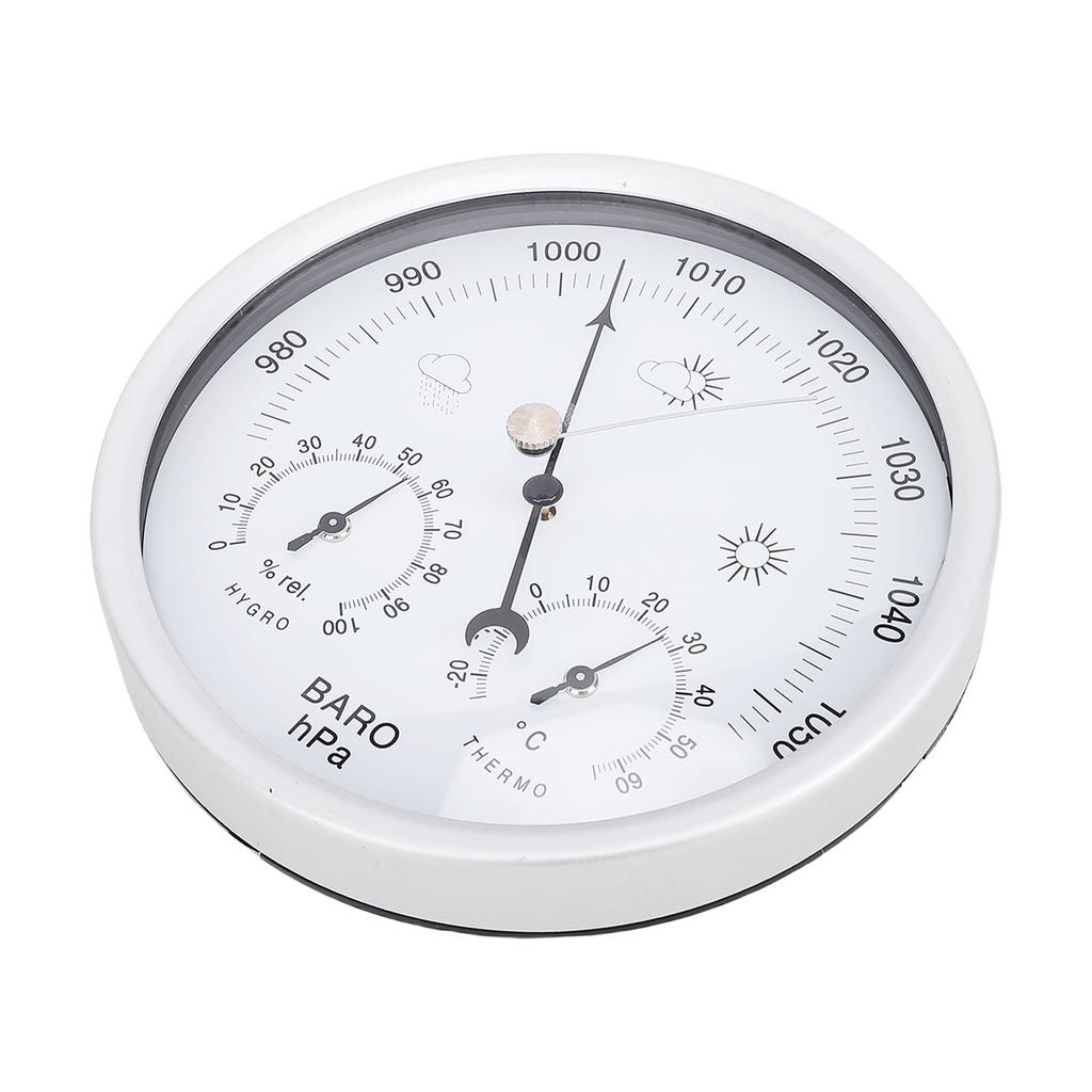 Round Weather Station Aluminum Alloy Mechanical Movement Wall Hanging Thermometer Barometer Hygrometer for Indoor