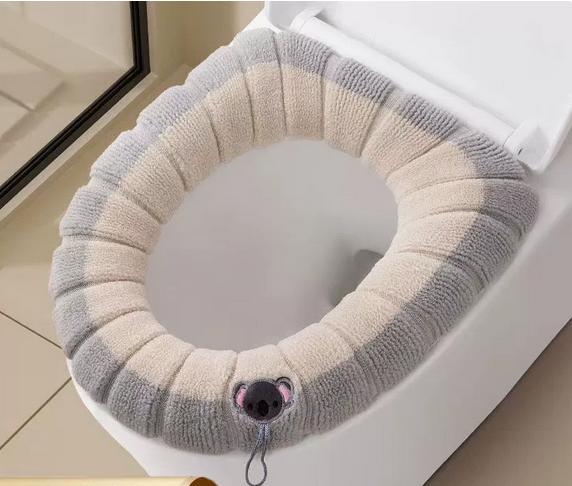 Soft Plush Toilet Seat Cover Washable Elastic Toilet Lid Cushion Cozy Bathroom Accessory Suitable for Standard Toilet Seats