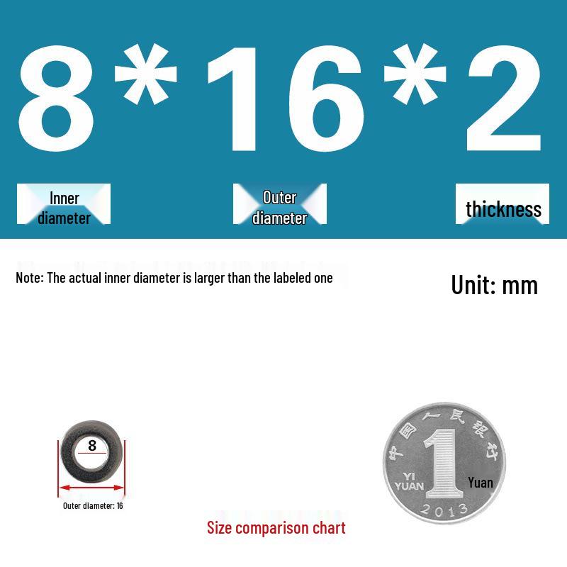 Galvanized Metal Flat Washer - Thin, Thickened, Enlarged Edge, Round, Sizes M3 to M10