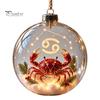 Holiday Ornaments for Bedroom Lighted Zodiac Christmas Ornament, Glowing Sign Ball with Warm LED, Xmas Tree Hanging Decorations 3D Clear Acrylic