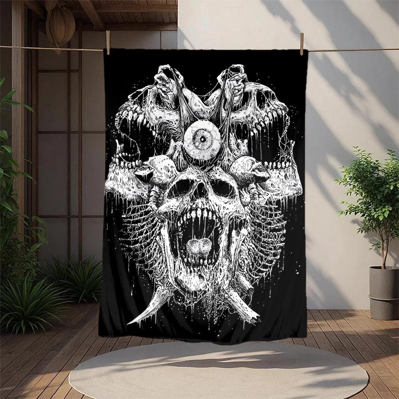Gotische Totenkopf Flanelldecke Weich Warm Ganzjahresdecke, Design für Camping, Autoreisen, Wandern Sofa, Bett, Büro Perfektes Geschenk für Partys