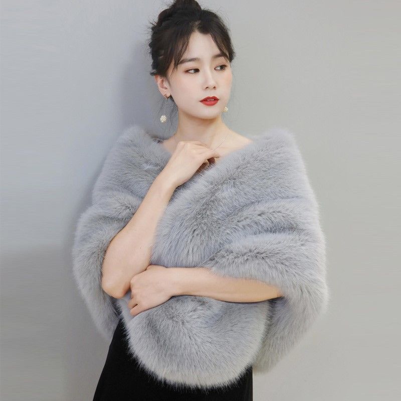 Svatební svatební šátek Dámské doplňky Imitace zvířecích chlupů Módní šaty Cheongsam s šátkem